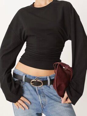 ASOS Design Gina Tricot Soft Touch wide sleeve top in black